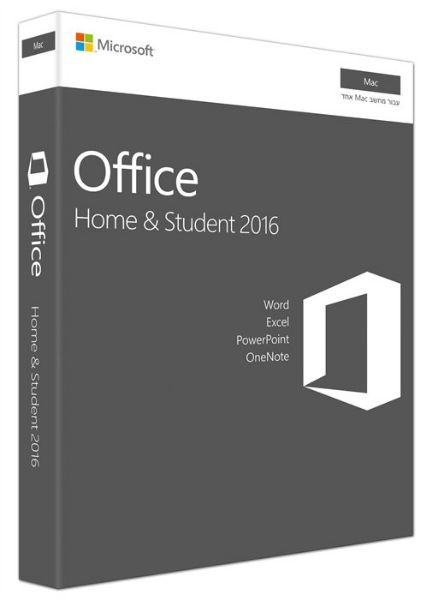 Office Mac Home & Student 2016 Medialess קופסה בעברית