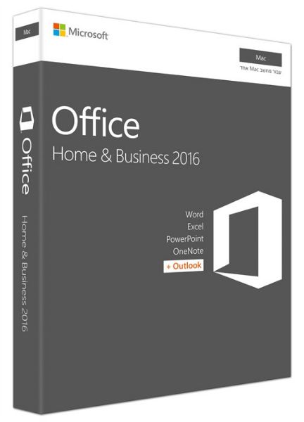 Office Mac Home & Business 2016 Medialess קופסה בעברית