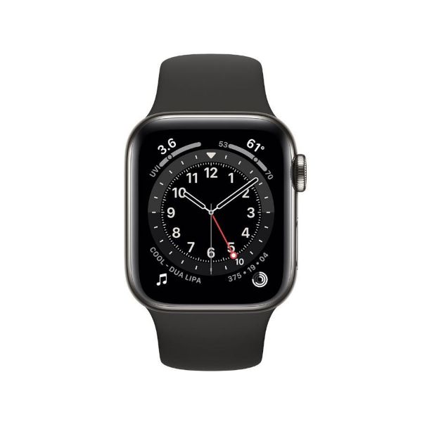תמונה של Apple Watch Series 6 GPS + Cellular, 44mm Graphite Stainless Steel Case with Black Sport Band - Regular