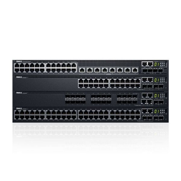 Picture of Dell EMC N3024EP-ON Switch, 24x 1Gb, 2x SFP+ 10GbE, 2x GbE combo ports, L3, Stacking, IO to PSU air