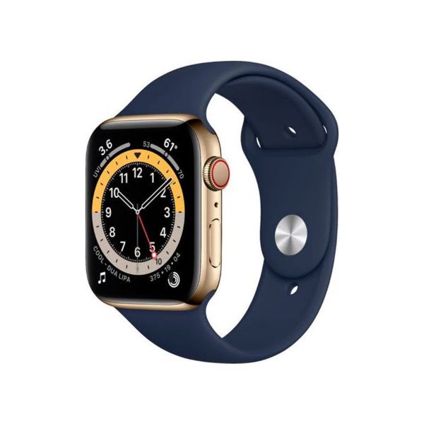 תמונה של 44mm Apple Watch Series 6 GPS + Cellular,  Stainless Steel Case with Deep Navy Sport Band - Regular